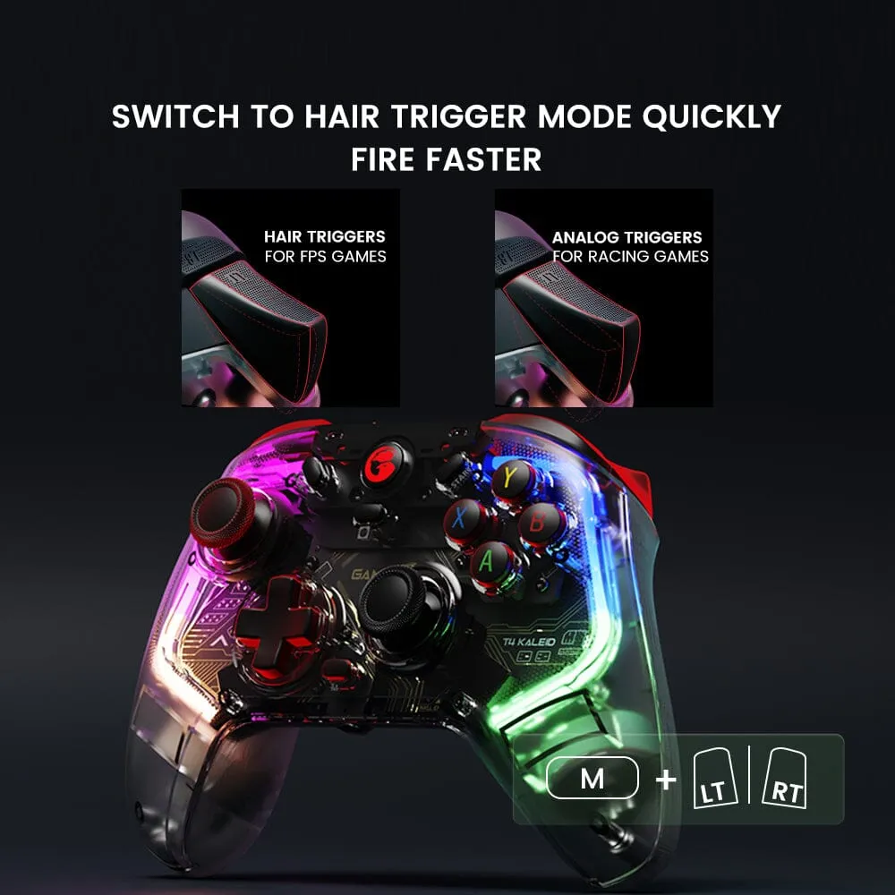 GameSir T4 Kaleid Transparent PC Controller Wired Gaming Controller for PC/Switch/Android TV Box Plug & Play Gamepad Joystick with Hall Effect Sticks/Analog Triggers 3.5mm Audio Jack 2 Back Button