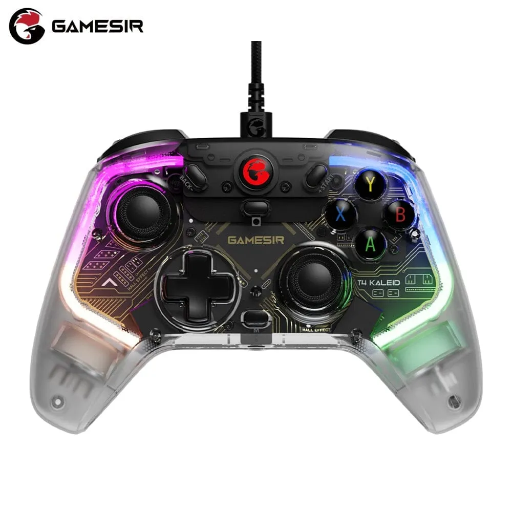 GameSir T4 Kaleid Transparent PC Controller Wired Gaming Controller for PC/Switch/Android TV Box Plug & Play Gamepad Joystick with Hall Effect Sticks/Analog Triggers 3.5mm Audio Jack 2 Back Button