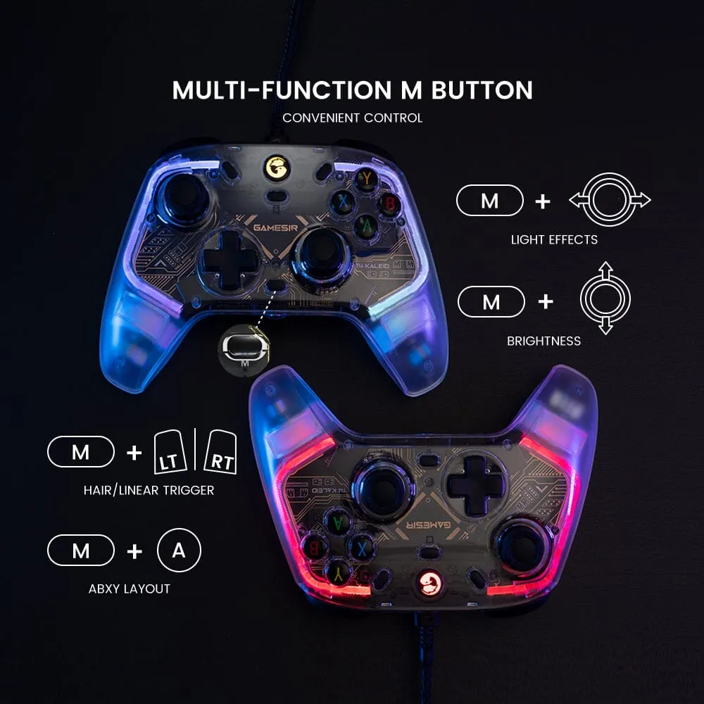 GameSir T4 Kaleid Transparent PC Controller Wired Gaming Controller for PC/Switch/Android TV Box Plug & Play Gamepad Joystick with Hall Effect Sticks/Analog Triggers 3.5mm Audio Jack 2 Back Button