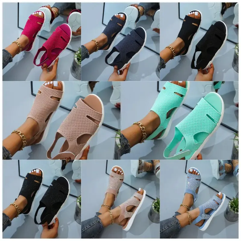 Glam Knit Rhinestone Sandals