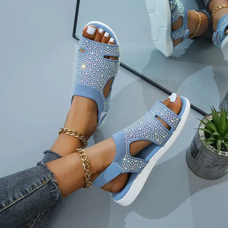 Glam Knit Rhinestone Sandals