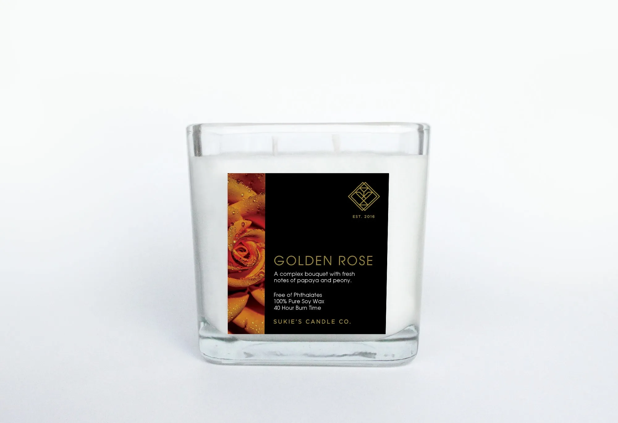 Golden Rose 100% Pure Soy Double Wick Candle