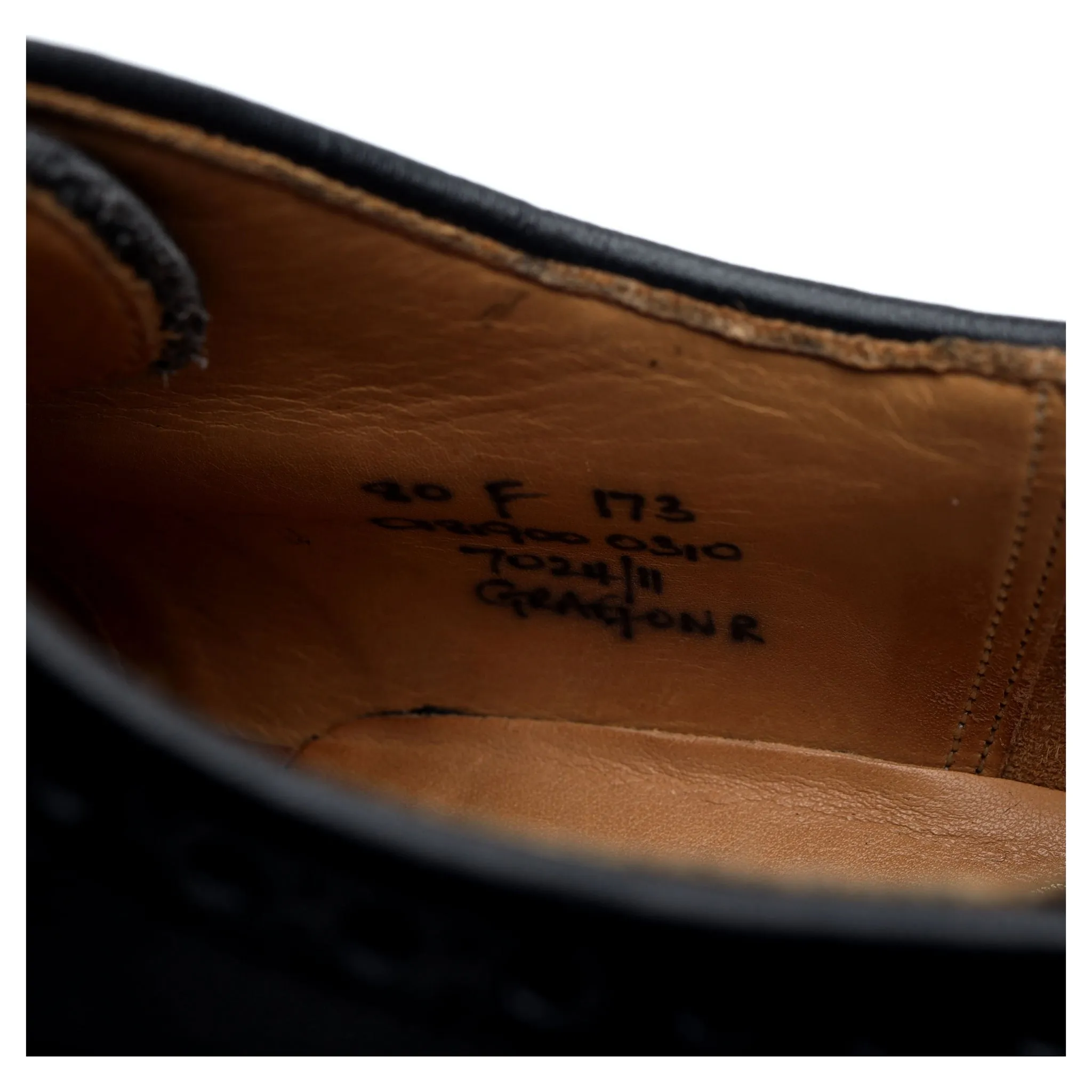 'Grafton' Black Leather Derby Brogue UK 8 F