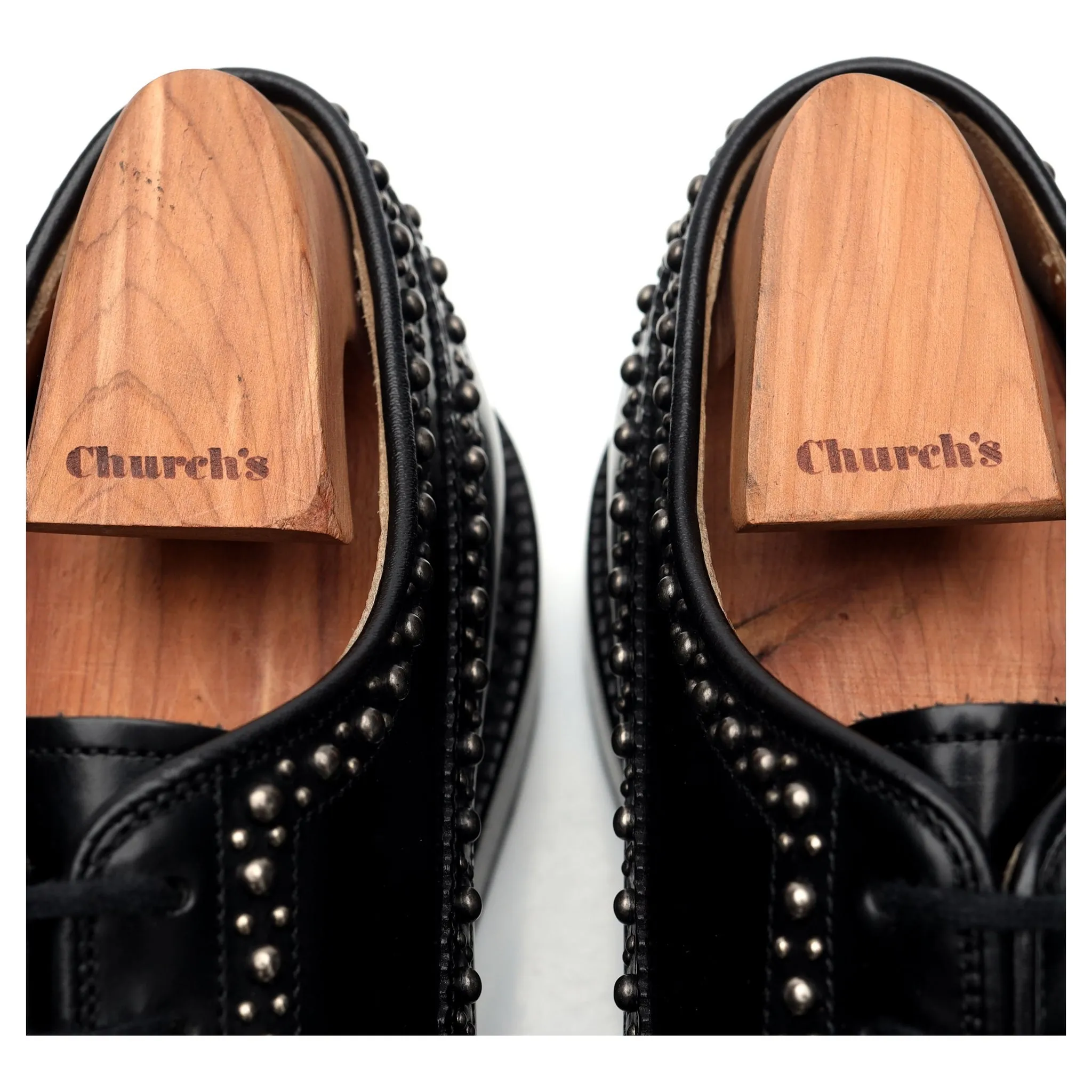 'Grafton Met' Black Leather Studded Derby Brogues UK 6 G