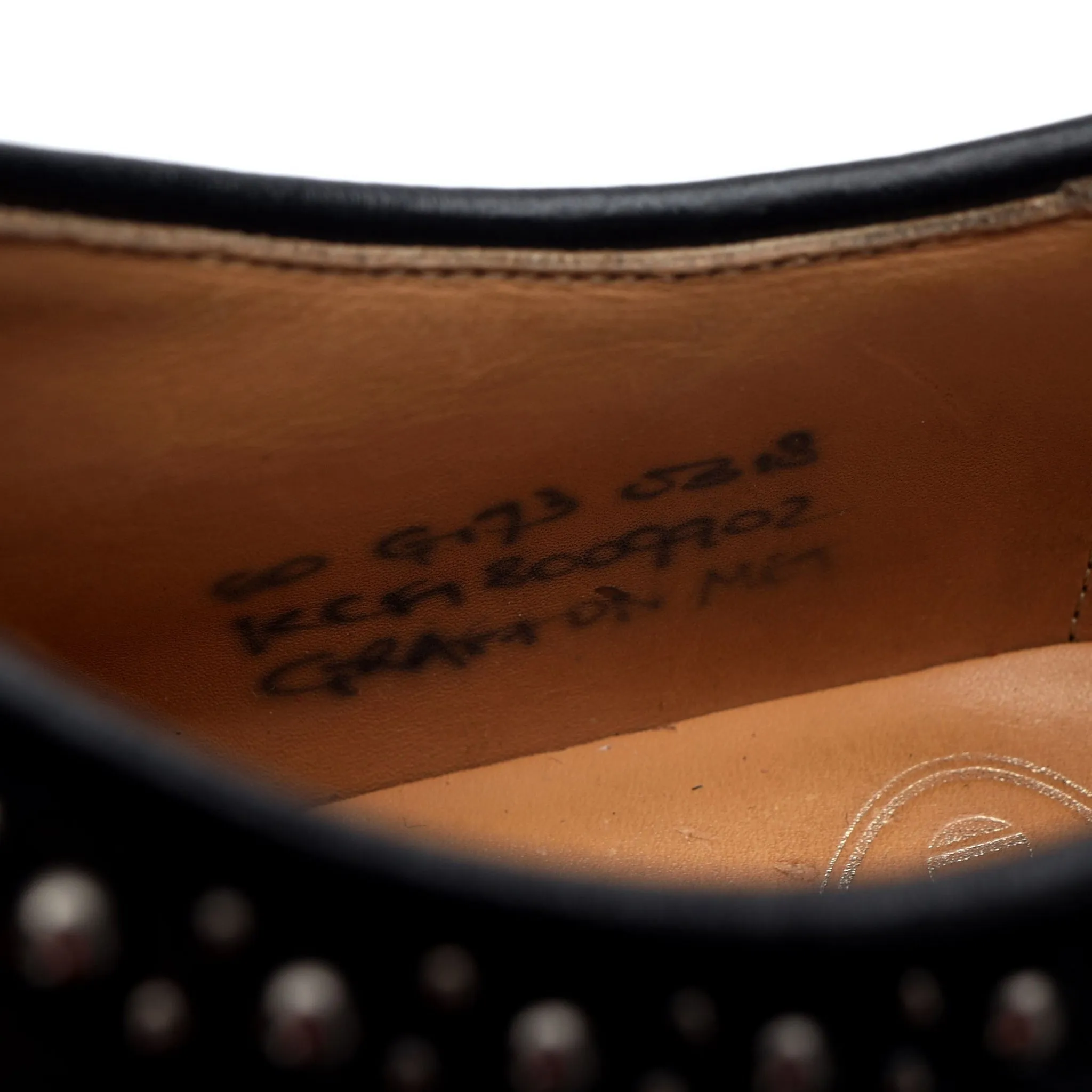 'Grafton Met' Black Leather Studded Derby Brogues UK 6 G