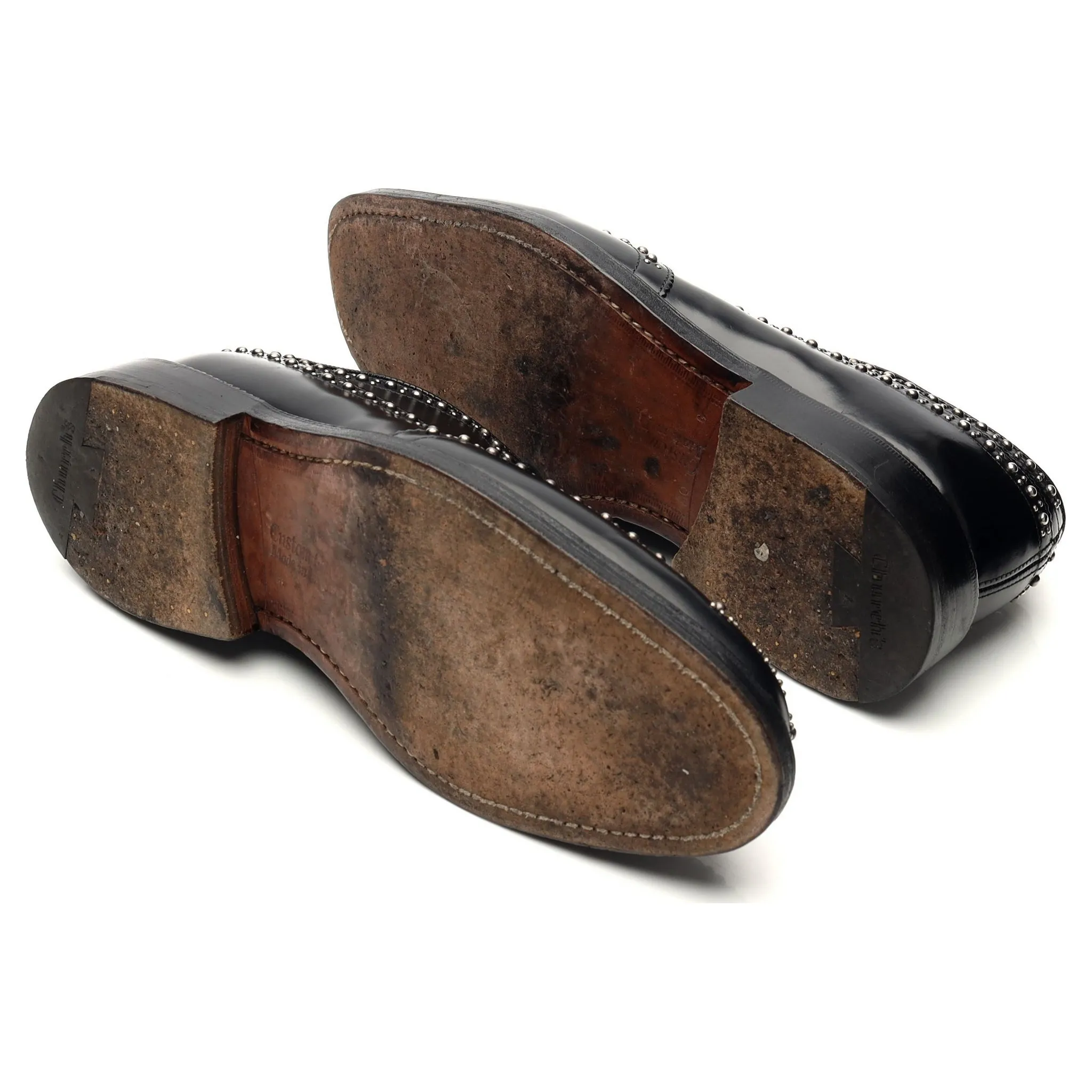 'Grafton Met' Black Leather Studded Derby Brogues UK 6 G