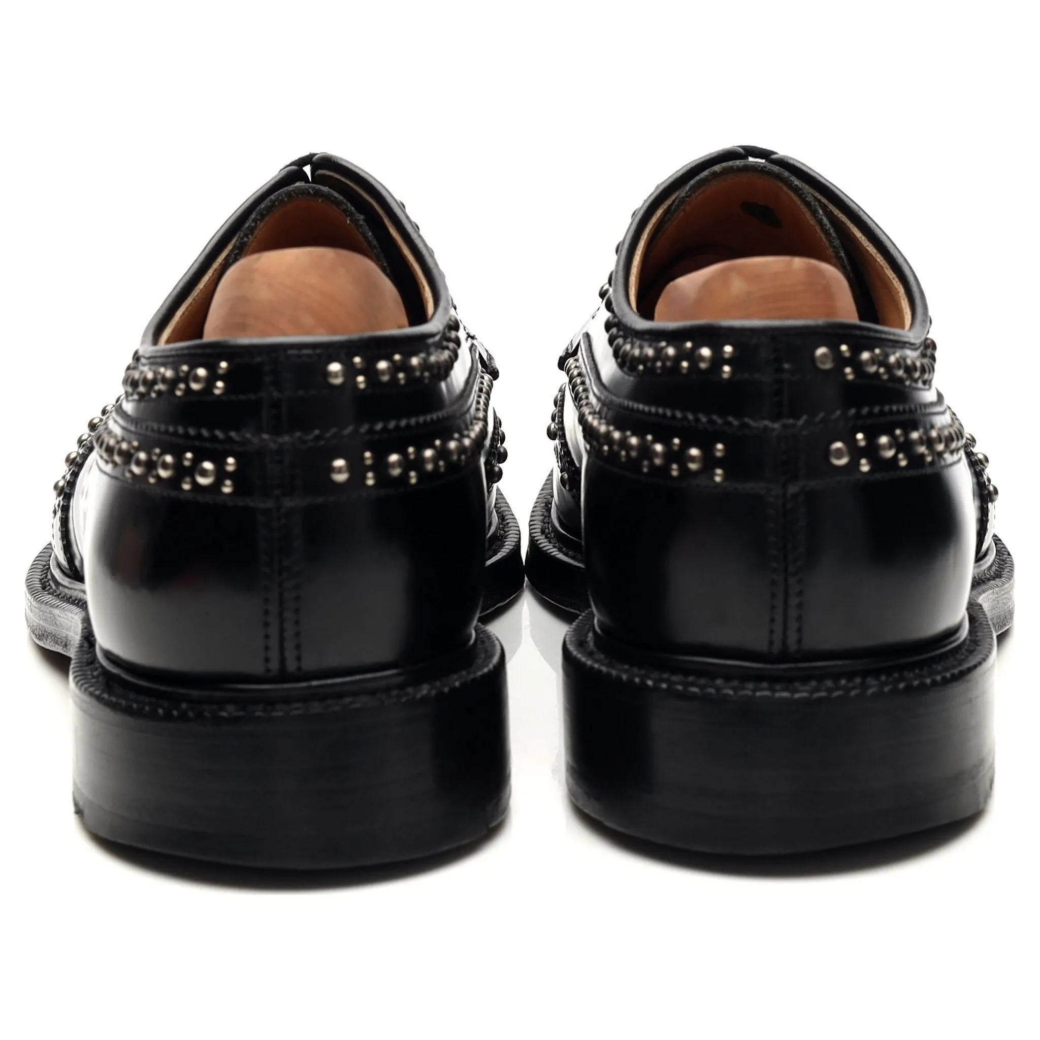 'Grafton Met' Black Leather Studded Derby Brogues UK 6 G