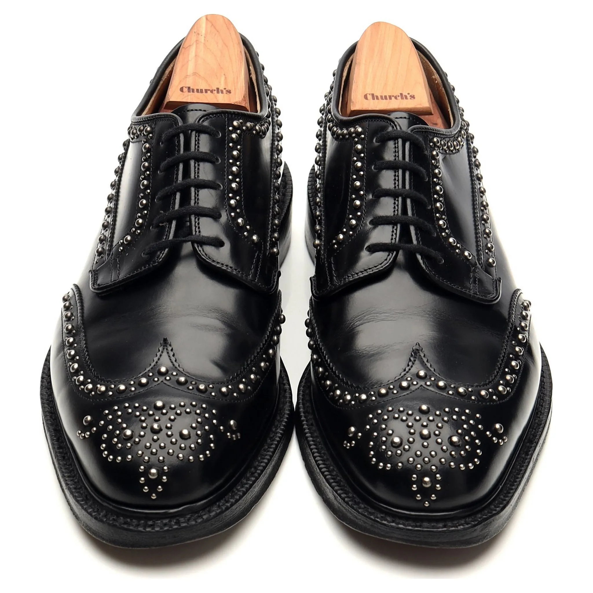 'Grafton Met' Black Leather Studded Derby Brogues UK 6 G