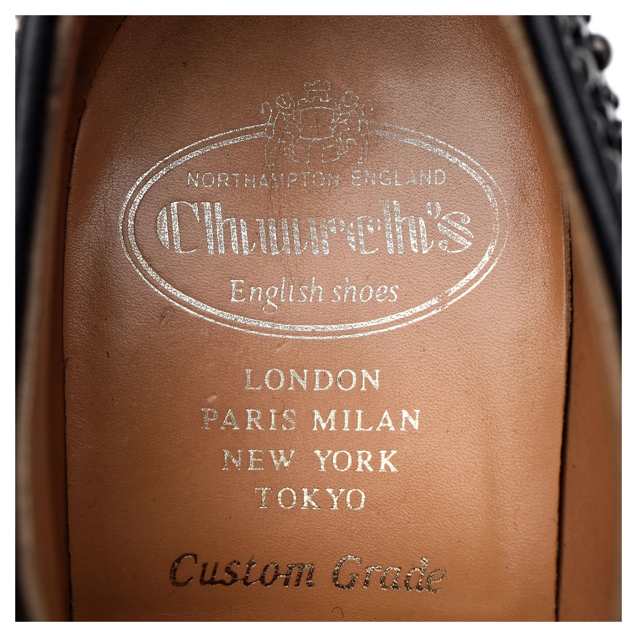 'Grafton Met' Black Leather Studded Derby Brogues UK 6 G