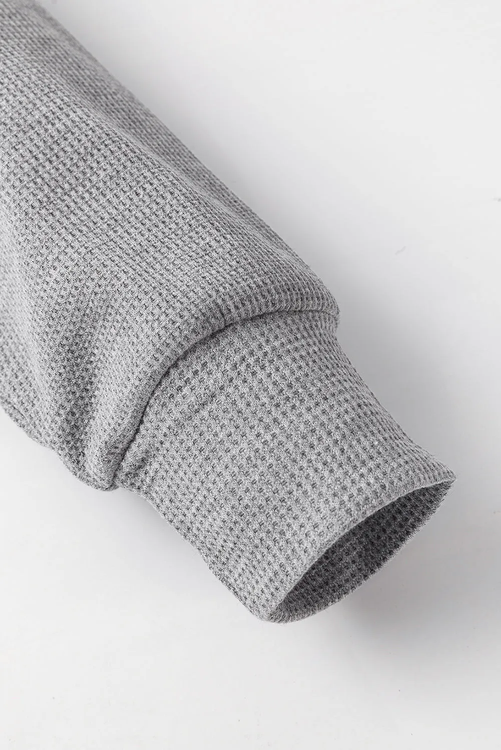 Gray Waffle Knit Fleece Lined High Low Oversized Hoodie
