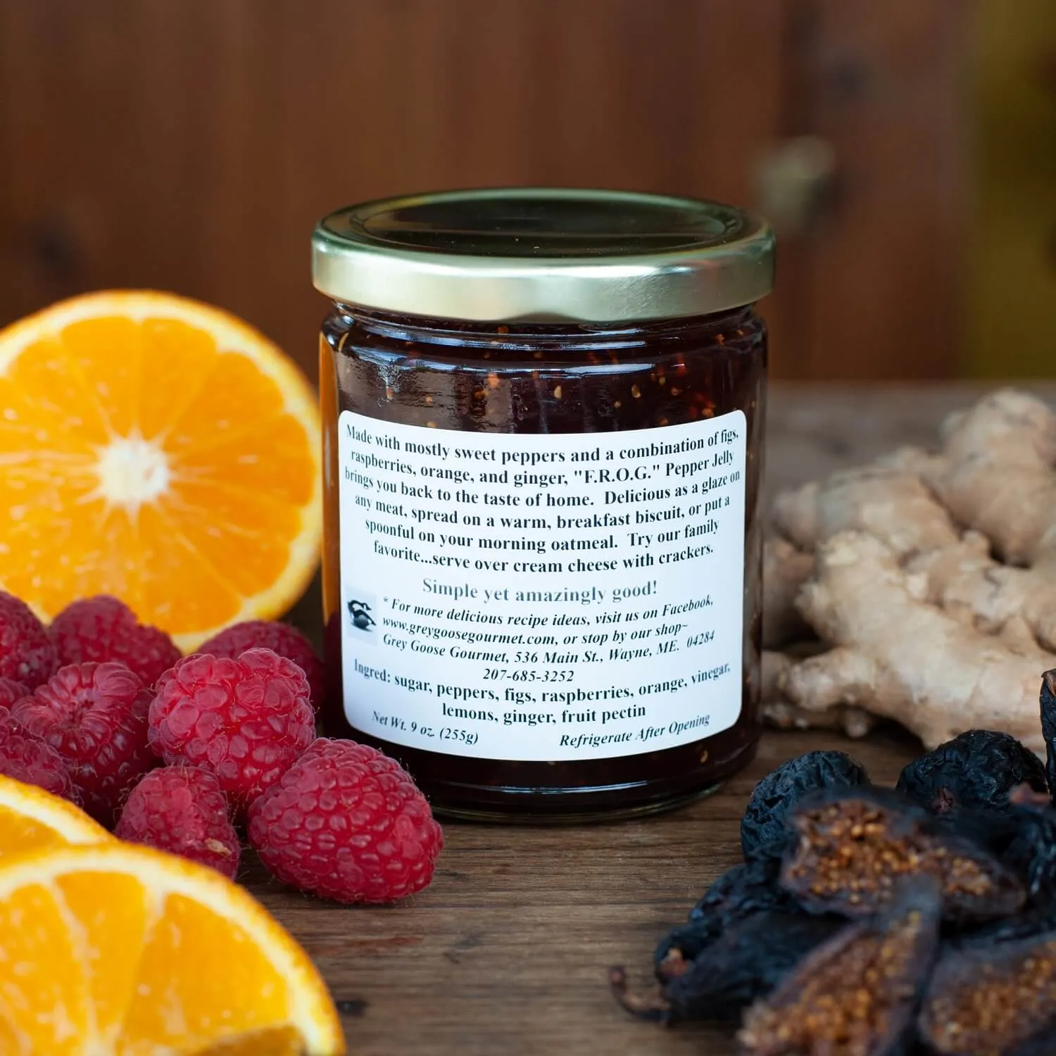 Great Tasting Maine Pepper Jelly, Small Batch and All-Natural, Produced by Family-Owned Grey Goose Gourmet, 9 Ounce Glass Jar