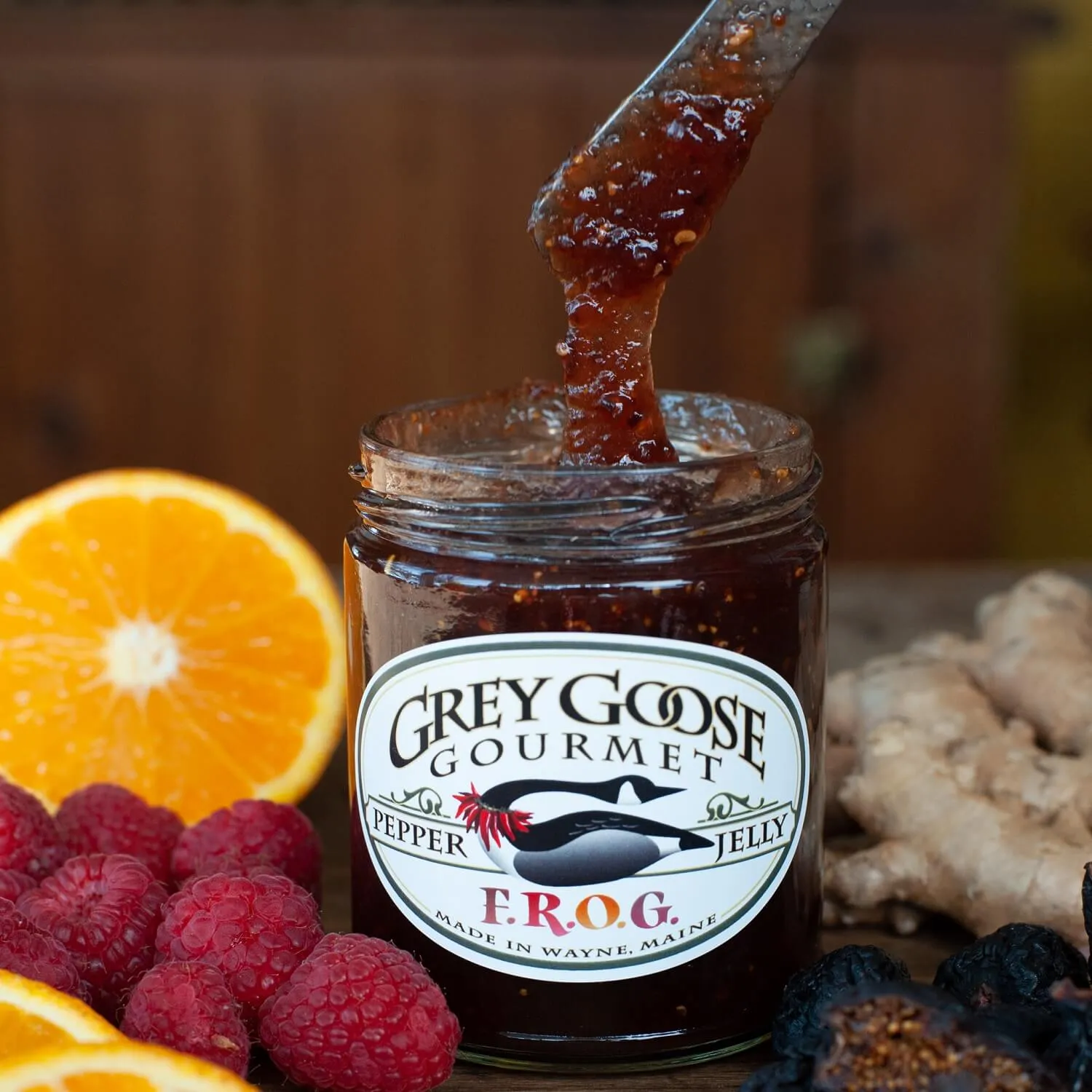 Great Tasting Maine Pepper Jelly, Small Batch and All-Natural, Produced by Family-Owned Grey Goose Gourmet, 9 Ounce Glass Jar