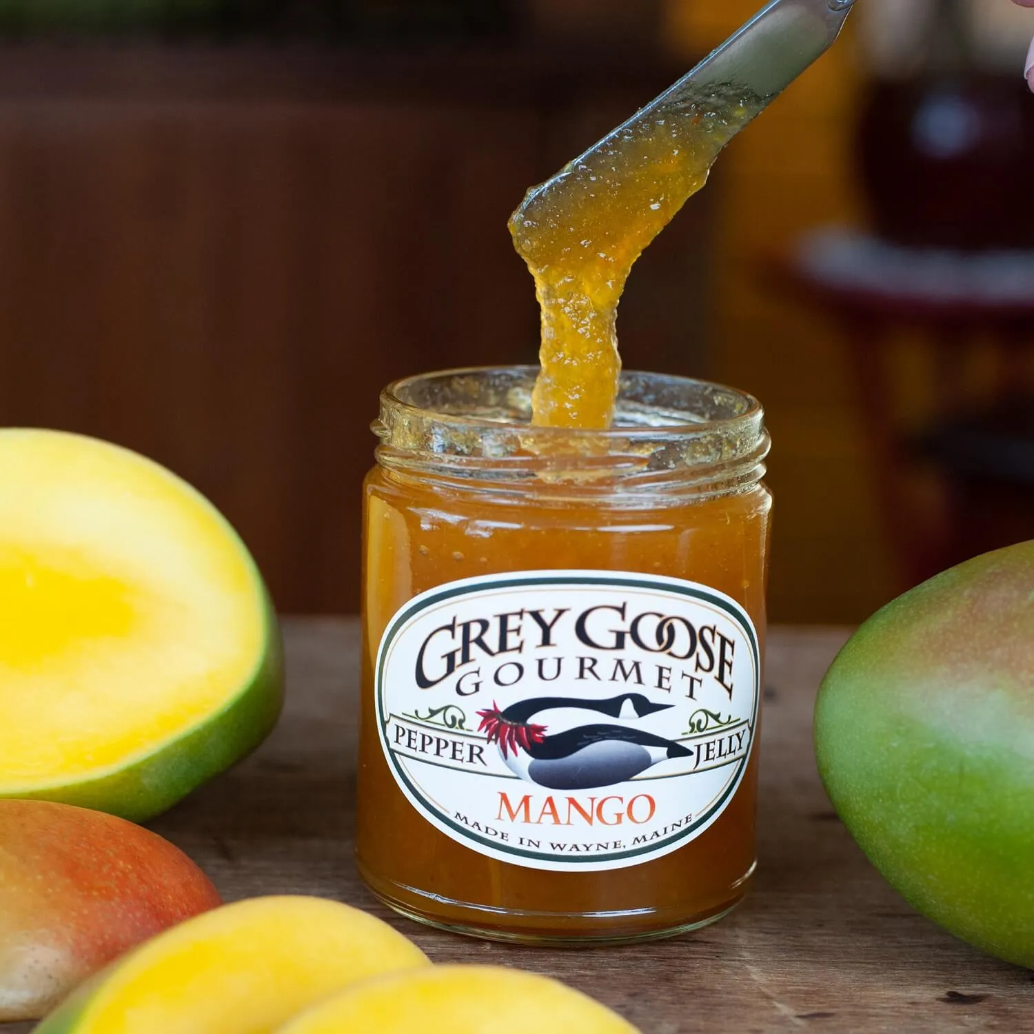 Great Tasting Maine Pepper Jelly, Small Batch and All-Natural, Produced by Family-Owned Grey Goose Gourmet, 9 Ounce Glass Jar