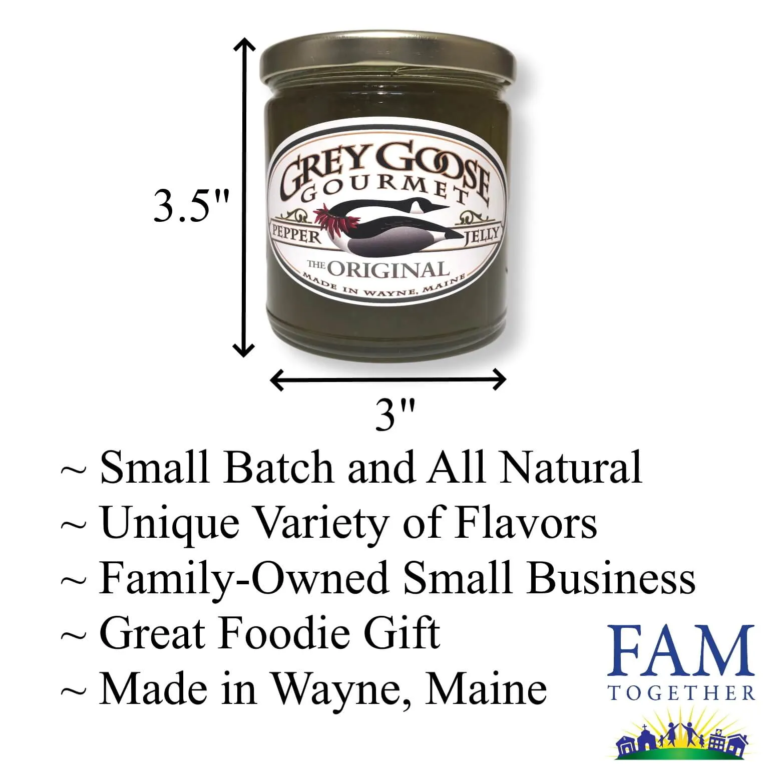 Great Tasting Maine Pepper Jelly, Small Batch and All-Natural, Produced by Family-Owned Grey Goose Gourmet, 9 Ounce Glass Jar