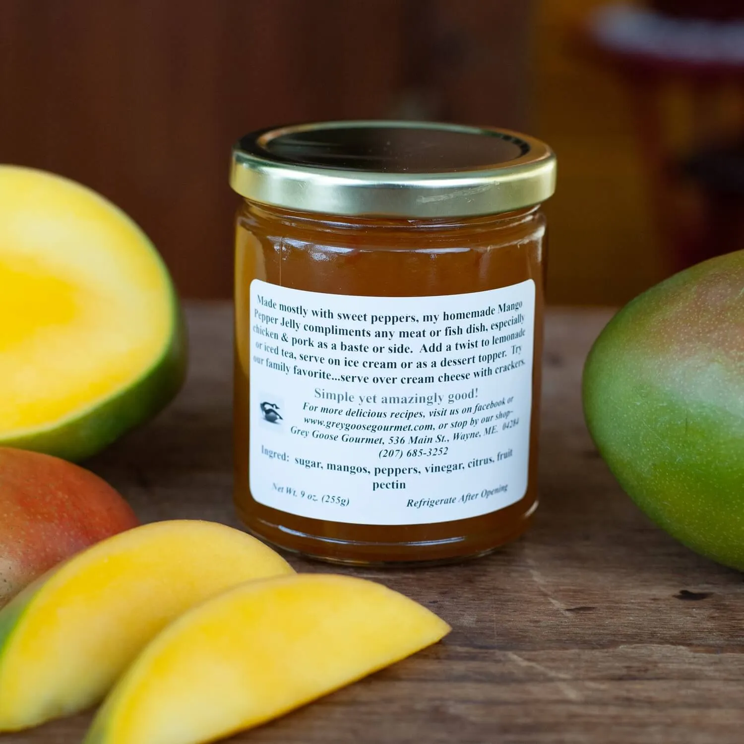 Great Tasting Maine Pepper Jelly, Small Batch and All-Natural, Produced by Family-Owned Grey Goose Gourmet, 9 Ounce Glass Jar