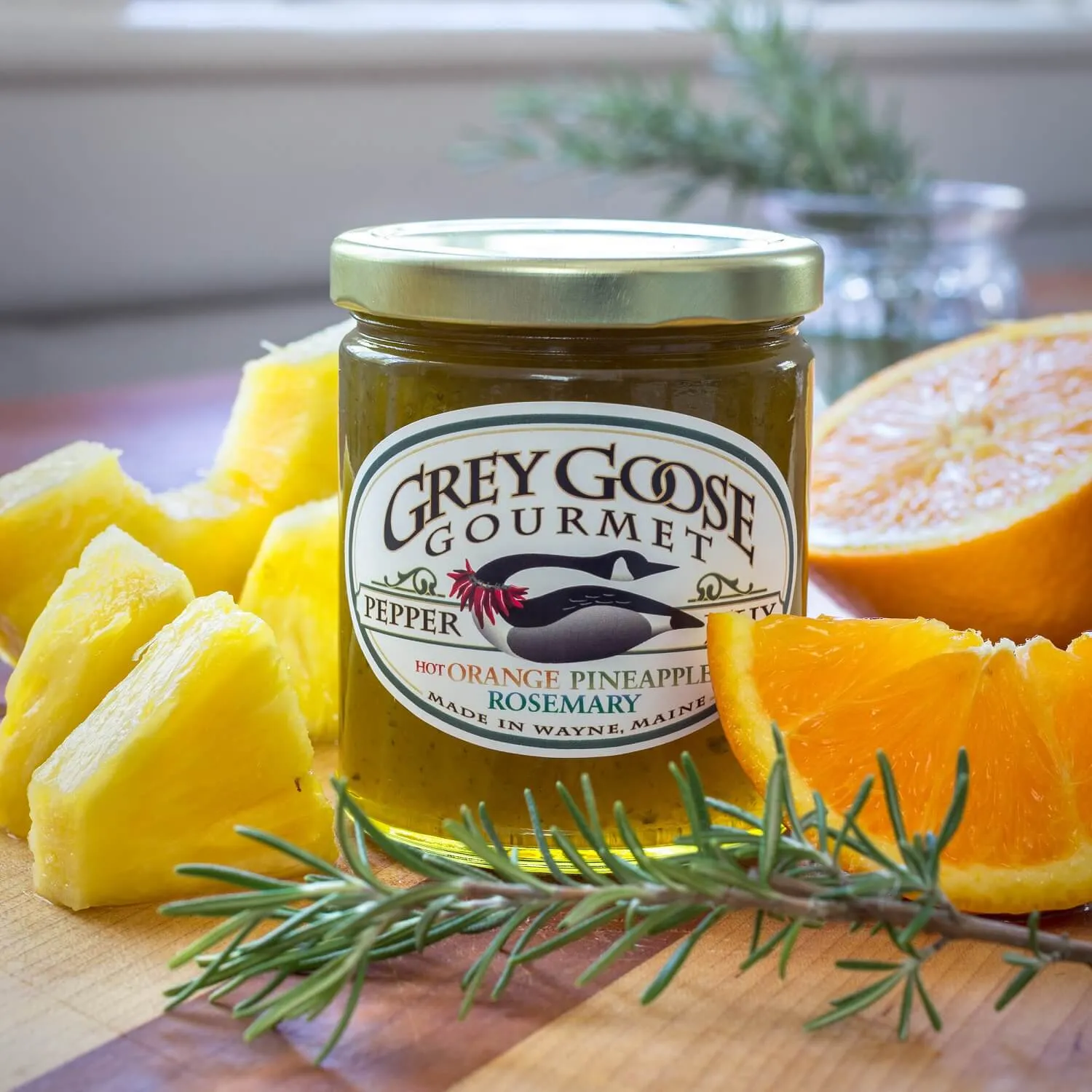 Great Tasting Maine Pepper Jelly, Small Batch and All-Natural, Produced by Family-Owned Grey Goose Gourmet, 9 Ounce Glass Jar
