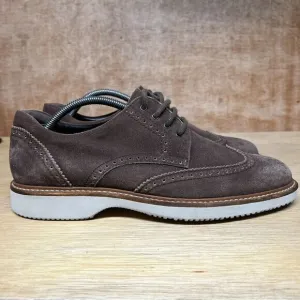 Hogan Men Size 10 US, 9 UK Shoes Brown Suede Brogue Wingtip Oxford Derby Dress