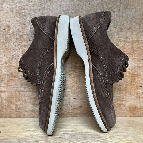 Hogan Men Size 10 US, 9 UK Shoes Brown Suede Brogue Wingtip Oxford Derby Dress