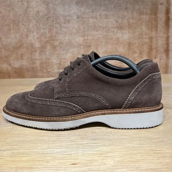 Hogan Men Size 10 US, 9 UK Shoes Brown Suede Brogue Wingtip Oxford Derby Dress