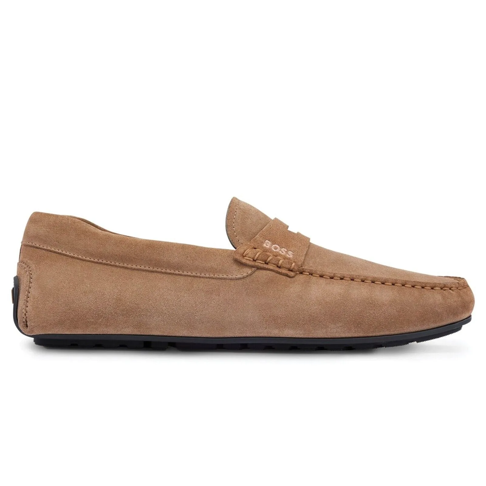 Hugo Boss Noel Suede Moccasin With Logo-Beige