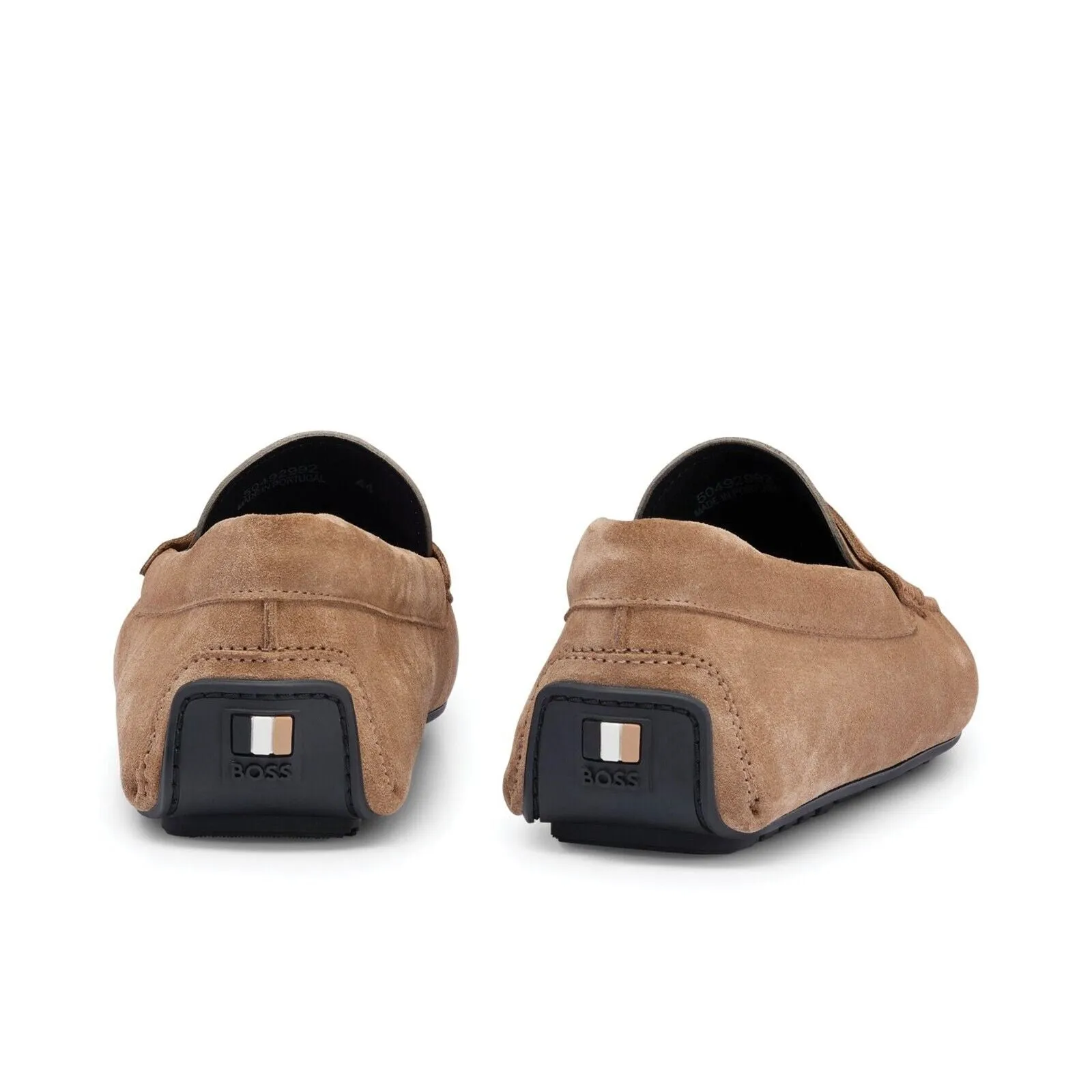 Hugo Boss Noel Suede Moccasin With Logo-Beige