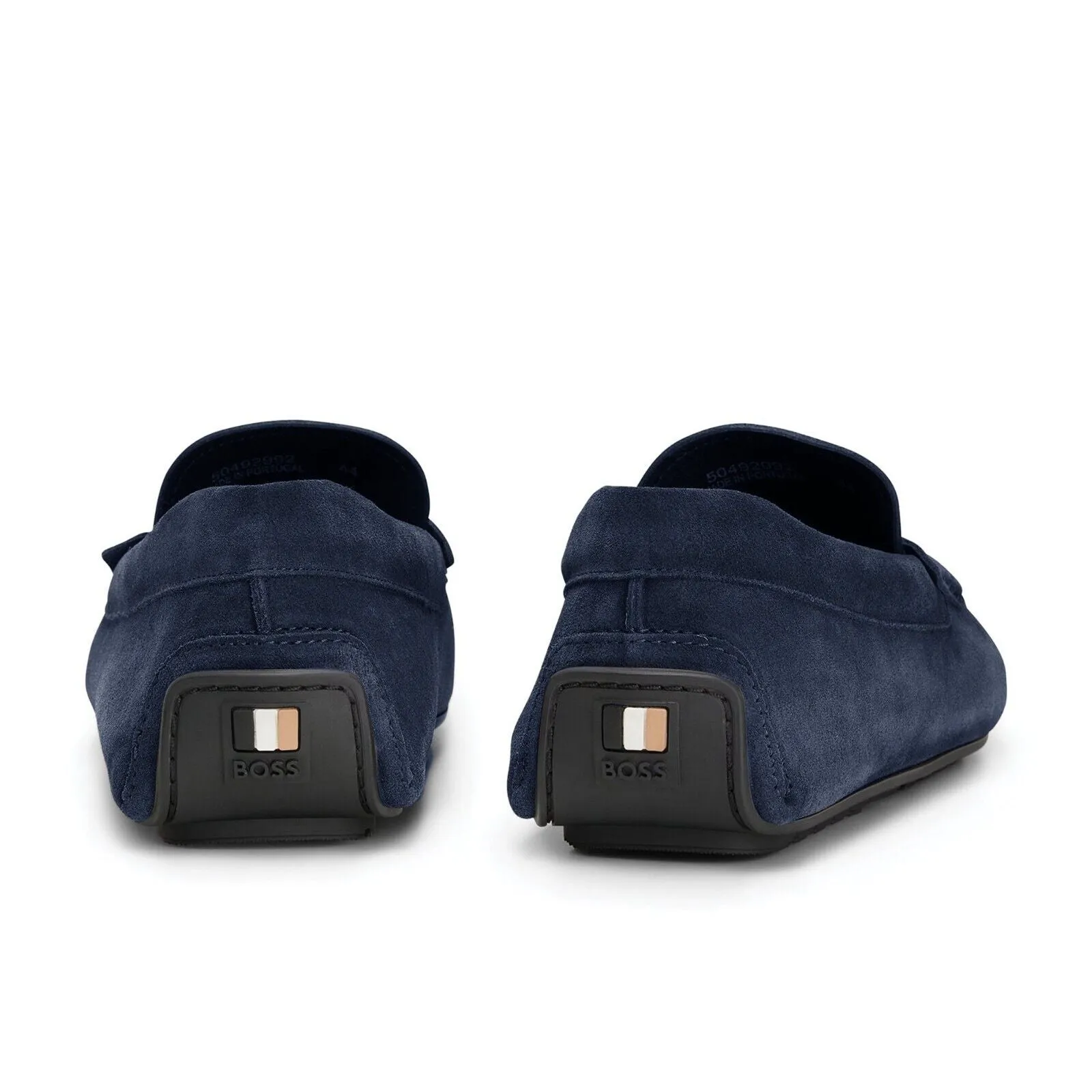 Hugo Boss Noel Suede Moccasin With Logo-Dark Navy