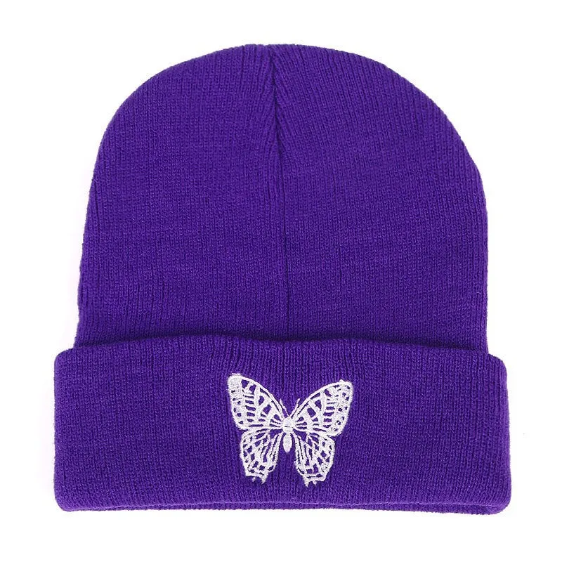 INSTOCK-Butterfly Embroidered Beanie