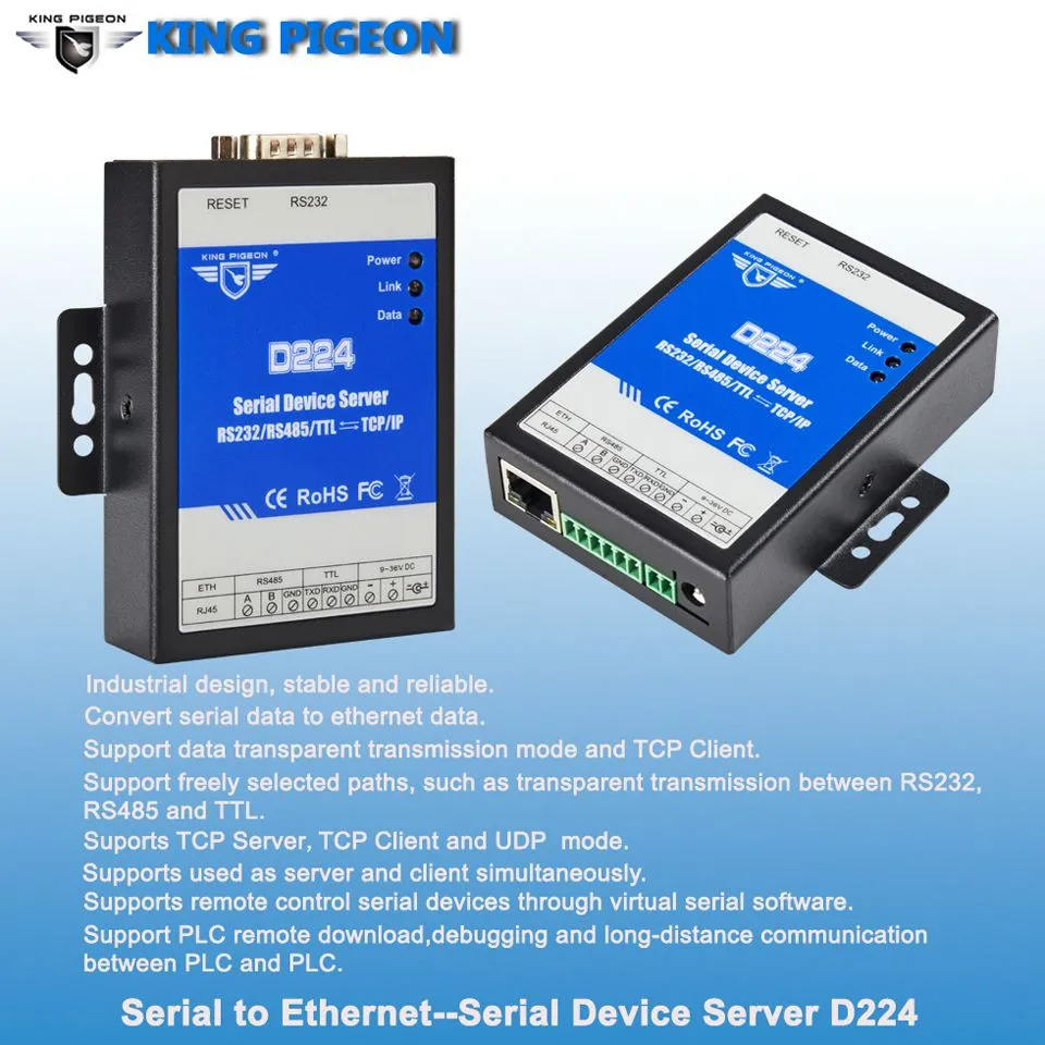 IoT Product Serial Device Server D224(RS485/232/TTL to TCP/IP Converter)