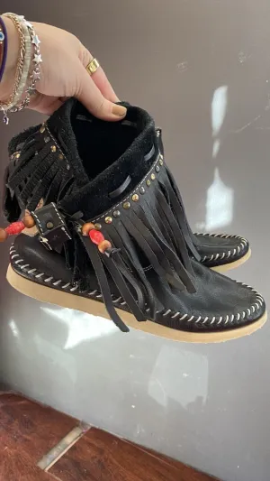 Leather Fringe Moccasin Bootie