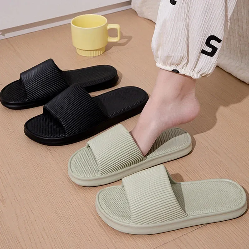 Lightweight Non-Slip Bathroom Home Slippers Women 2024 Summer Soft Eva Platform Slides Shoes Woman Couples Flat Flip Flops Mujer