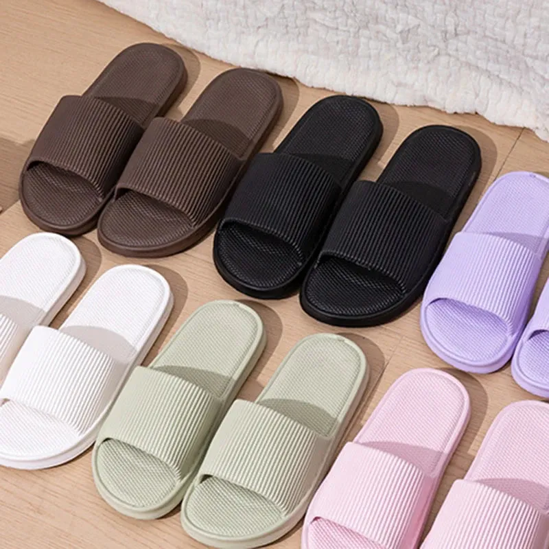 Lightweight Non-Slip Bathroom Home Slippers Women 2024 Summer Soft Eva Platform Slides Shoes Woman Couples Flat Flip Flops Mujer