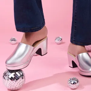 Marianne Silver Platform Heels For Women