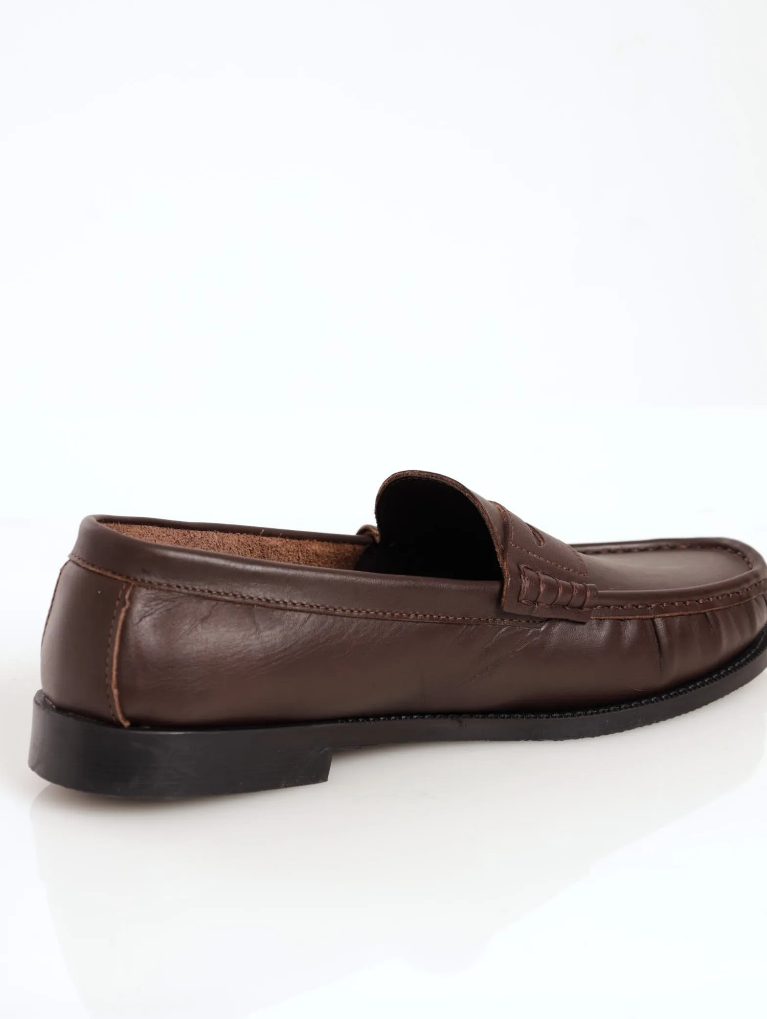 Men's Slip-On Penny Moccasin Leather Formal Shoe - Brown