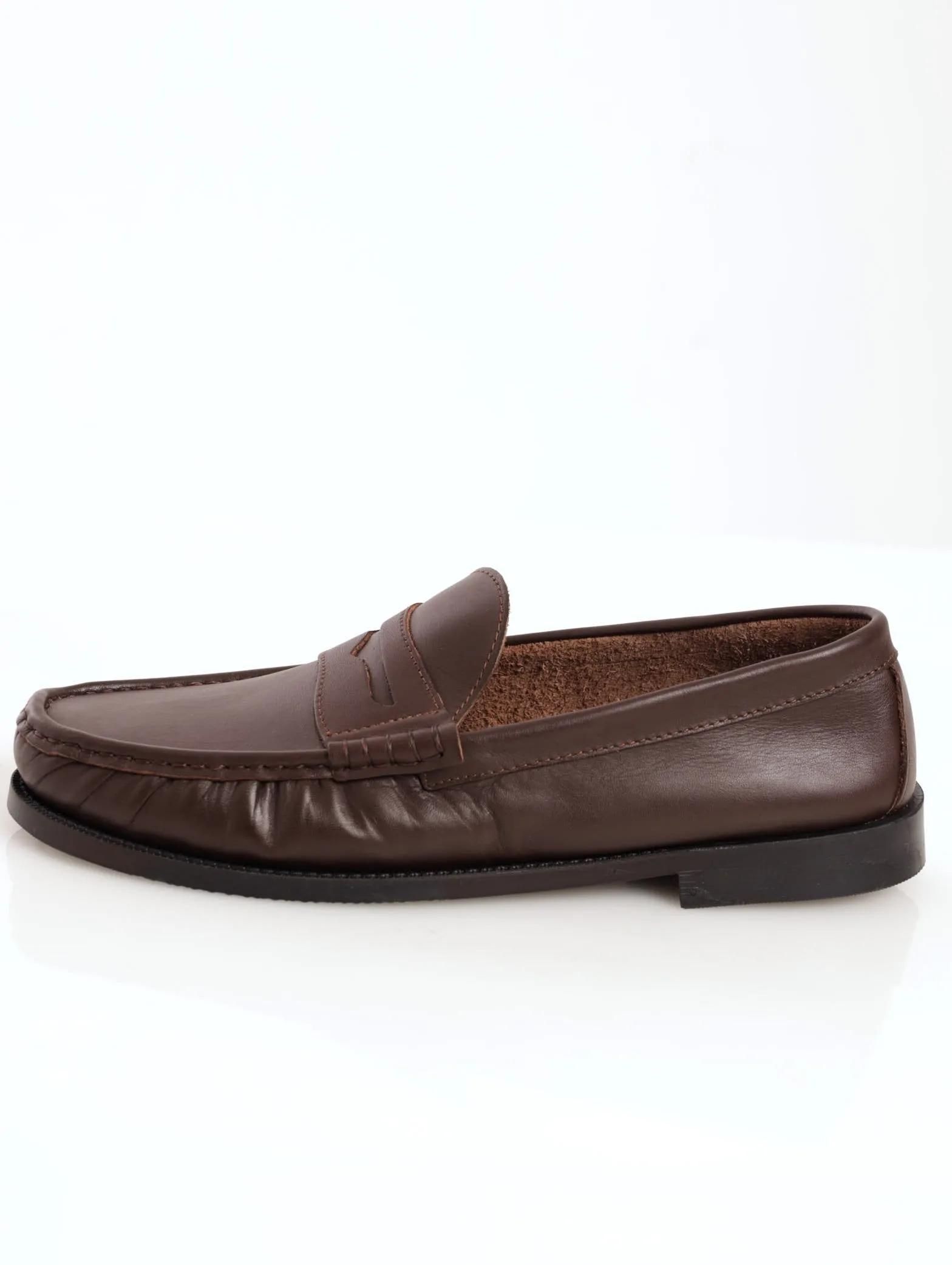 Men's Slip-On Penny Moccasin Leather Formal Shoe - Brown