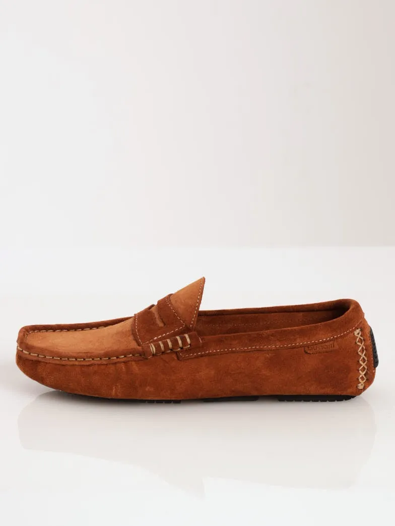 Men's Suede Penny Moccasin Driver Shoe - Tan