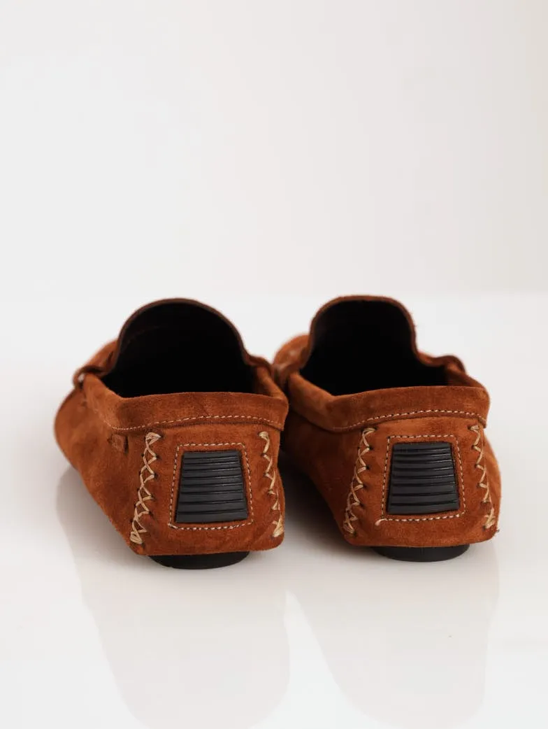 Men's Suede Penny Moccasin Driver Shoe - Tan
