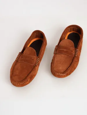 Men's Suede Penny Moccasin Driver Shoe - Tan