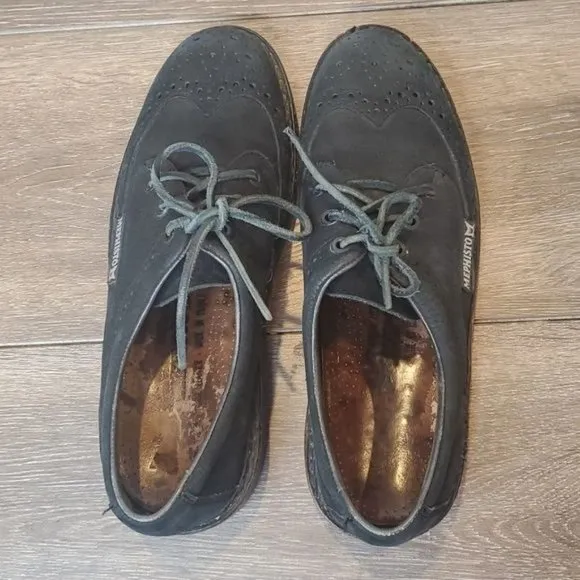Mephisto Sherpas Mens 8.5 Black Nubuck Leather Wingtip Derby Shoe Made In France