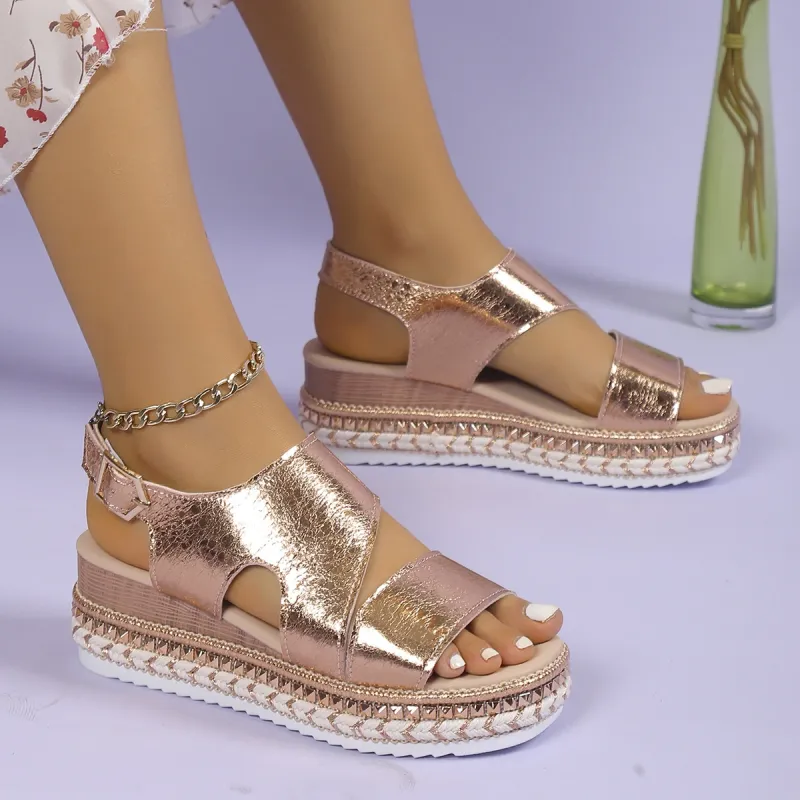 Metallic Platform Sandals | Silver | Stylish and Comfortable