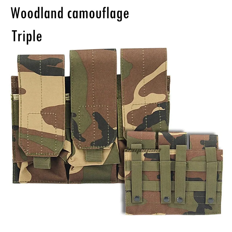 Military Tactical MOLLE Triple Magazine Pouches Triple Army Shooting Mag Pouch Wargame Paintball Pouch Equipment for M14 Ak47
