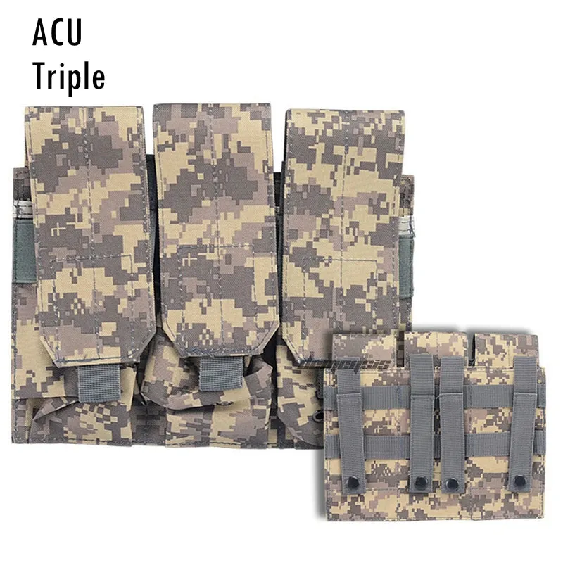 Military Tactical MOLLE Triple Magazine Pouches Triple Army Shooting Mag Pouch Wargame Paintball Pouch Equipment for M14 Ak47