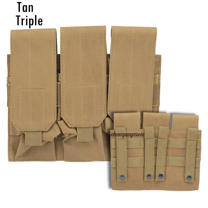 Military Tactical MOLLE Triple Magazine Pouches Triple Army Shooting Mag Pouch Wargame Paintball Pouch Equipment for M14 Ak47