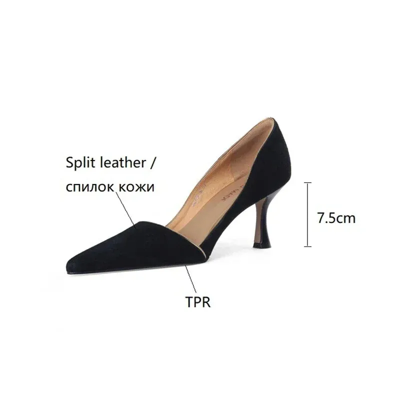 NEW Spring Women Shoes Pointed Toe Thin Heel Women Pumps Split Leather hoes for Women Elegant Women's Stiletto zapatos de mujer