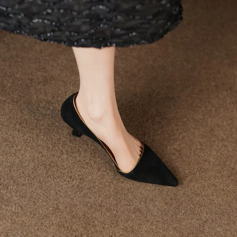 NEW Spring Women Shoes Pointed Toe Thin Heel Women Pumps Split Leather hoes for Women Elegant Women's Stiletto zapatos de mujer
