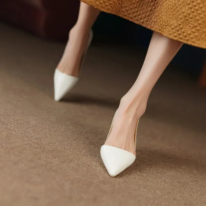 NEW Spring Women Shoes Pointed Toe Thin Heel Women Pumps Split Leather hoes for Women Elegant Women's Stiletto zapatos de mujer