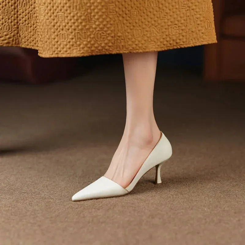 NEW Spring Women Shoes Pointed Toe Thin Heel Women Pumps Split Leather hoes for Women Elegant Women's Stiletto zapatos de mujer