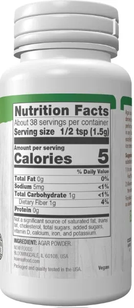 Now Real Food Agar Powder (Vegetarian Gelatin Substitute), 57g