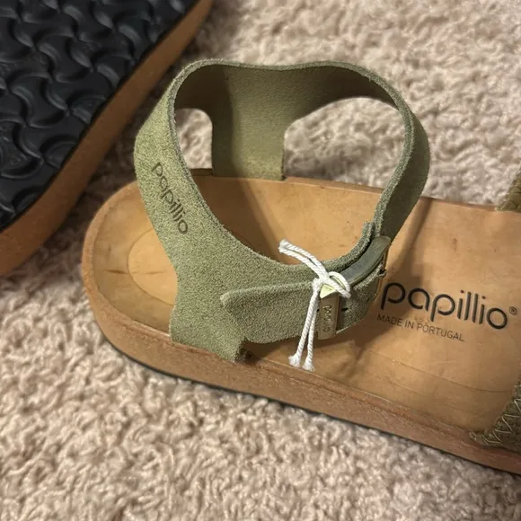 NWOT Papillio By Birkenstock Glenda Suede Sandals - Khaki Green Sz 39 (8.5/9)