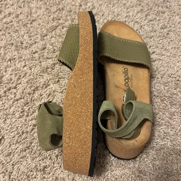 NWOT Papillio By Birkenstock Glenda Suede Sandals - Khaki Green Sz 39 (8.5/9)