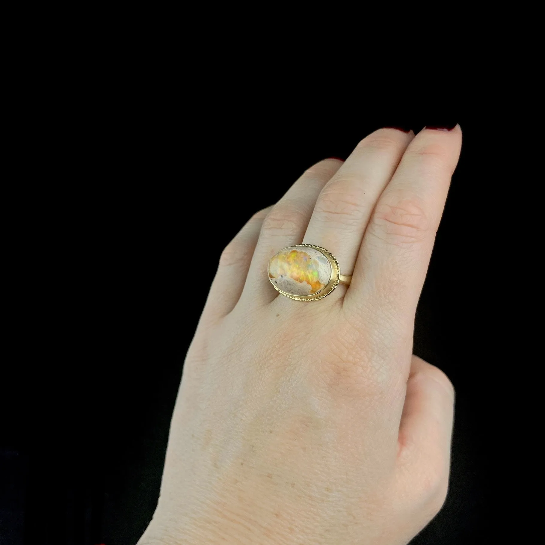 Orange Fire Opal Gold Ring